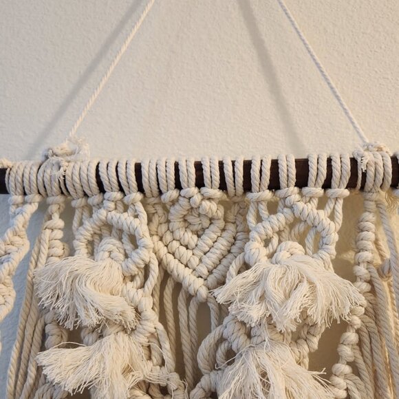 UO Single Tier Macrame Boho Wall Hanging Shelf - Picture 3 of 5
